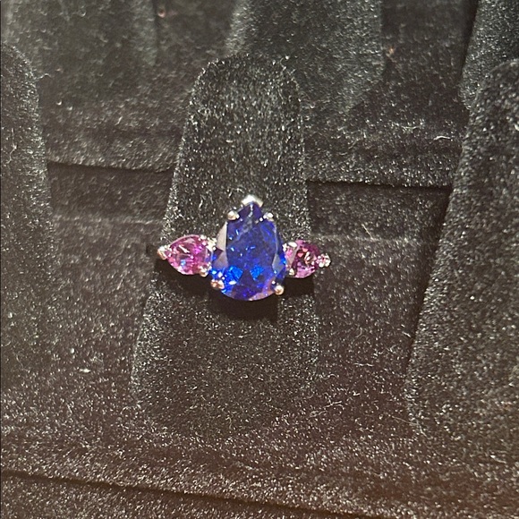 Elegant Blue and Purple Women's Ring 925 silver - Picture 8 of 9